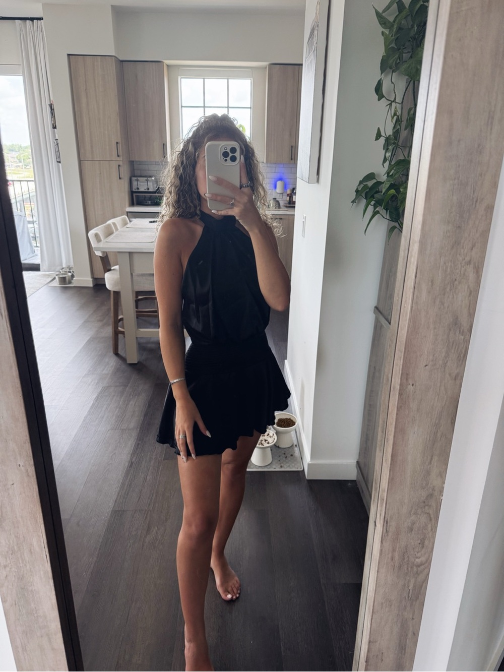Shein Black Satin Halter Neck Mini Dress (Size XS)